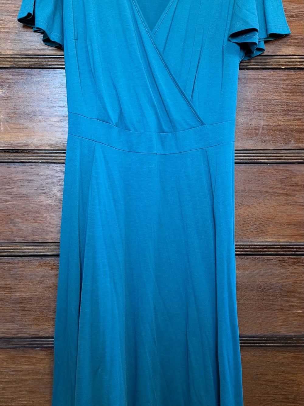 Avirex Teal Wrap-Style Midi Dress
